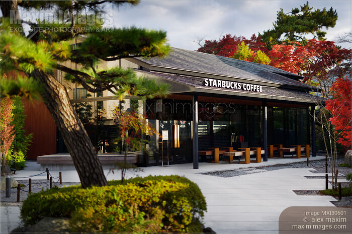 Starbucks Coffee chain restaurant in autumn Uji Japan Stock photo of Starbucks Coffee chain restaurant in autumn Uji Japan Buy commercial use license at MaximImages