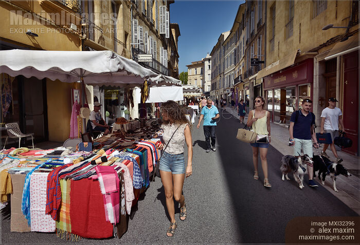 Stock photo of Street market at Aix-en-Provence city Southern France Buy commercial use license at MaximImages