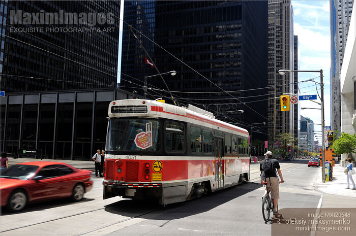 Stock photo of Streetcar in Toronto Downtown Buy commercial use license at MaximImages