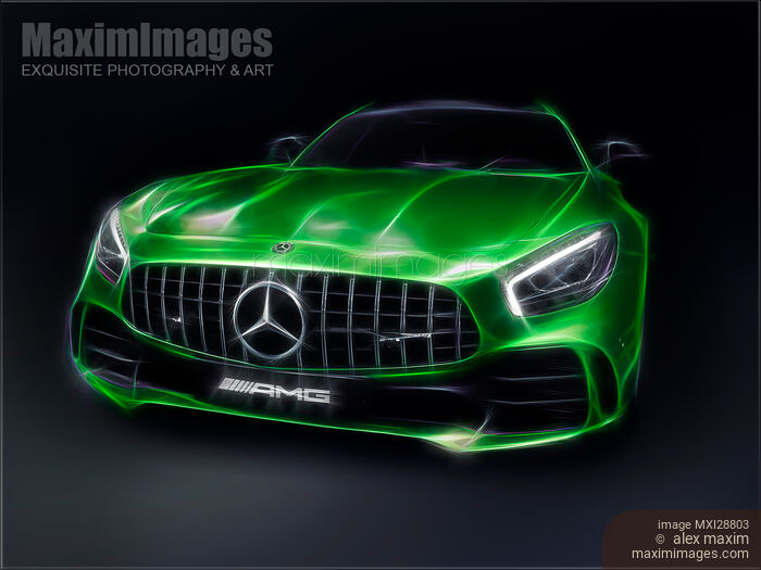 Stock image of Stylized illustration 2017 Mercedes AMG GT R Coupe sports car Buy commercial use license at MaximImages