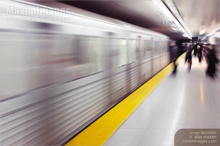 Subway train arriving to a platform Stock photo of Subway train arriving to a platform Buy commercial use license at MaximImages