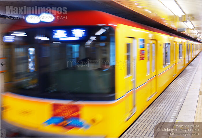 Stock photo of Subway train arriving to a platform in Japan Buy commercial use license at MaximImages