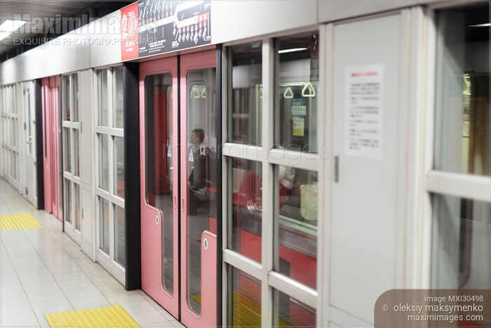 Stock photo of Subway train station barrier with doors at a platform in Kyoto Buy commercial use license at MaximImages
