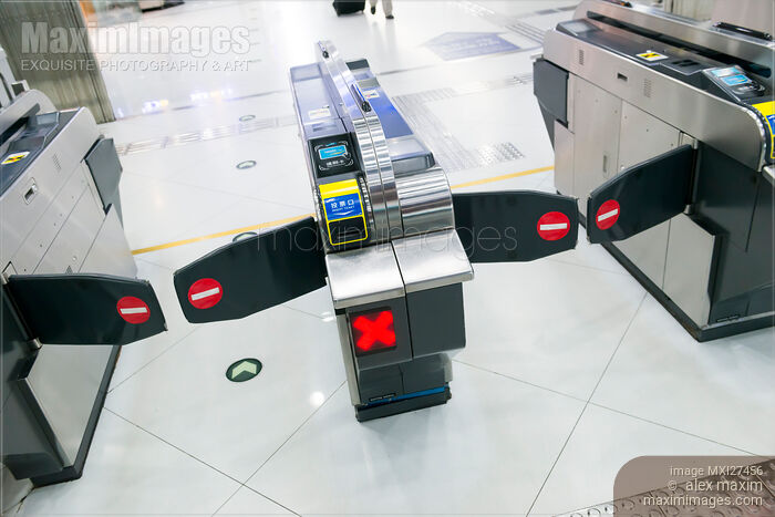 Subway turnstile in China Stock photo of Subway turnstile in China Buy commercial use license at MaximImages