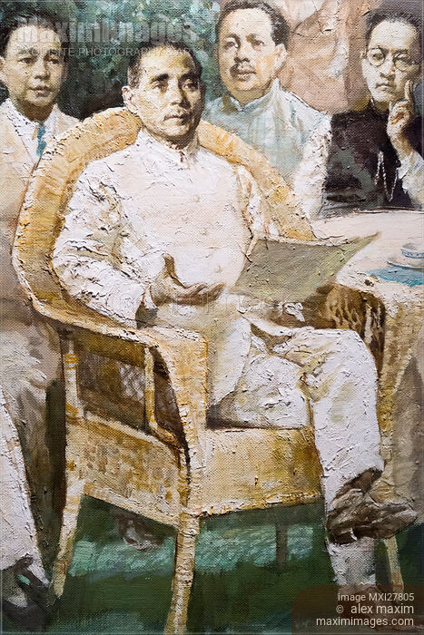 Sun Yat-sen painting at museum in Shanghai Stock photo of Sun Yat-sen painting at museum in Shanghai Buy commercial use license at MaximImages