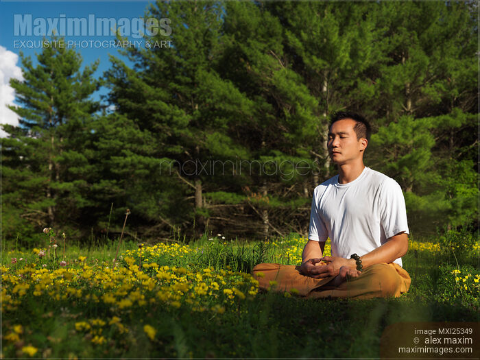 Stock photo of Sunrise outdoor meditation in the nature Buy commercial use license at MaximImages