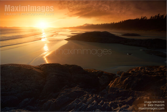 Sunset scenery at Tofino Pacific Rim National Park Long Beach Stock photo of Sunset scenery at Tofino Pacific Rim National Park Long Beach Buy commercial use license at MaximImages