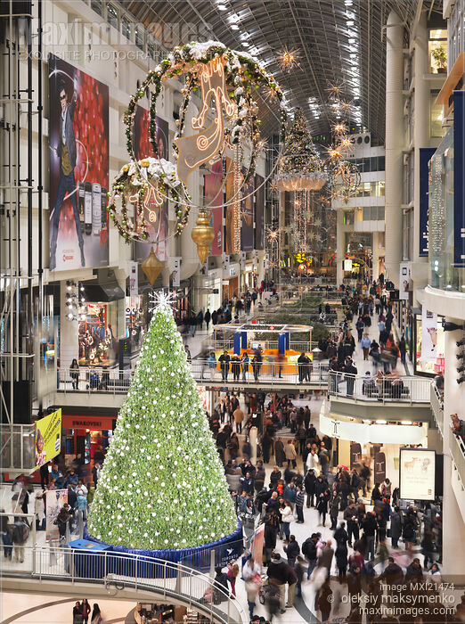 Stock photo of Swarovski Christmas Tree at Toronto Eaton Centre Buy commercial use license at MaximImages