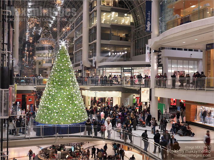 Stock photo of Swarovski Christmas Tree at Toronto Eaton Centre Buy commercial use license at MaximImages