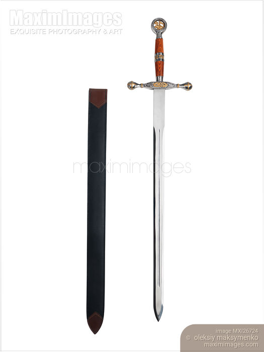Stock photo of Sword and sheath isolated on white Buy commercial use license at MaximImages