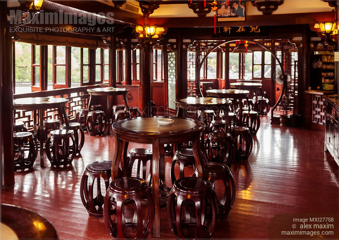 Stock photo of Tea house interior in Shanghai China Buy commercial use license at MaximImages