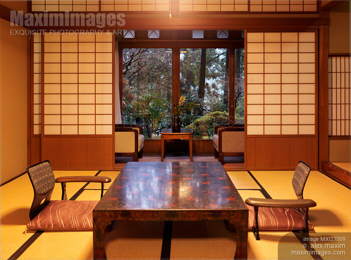 Tea table at Japanese ryokan room with garden view Stock photo of Tea table at Japanese ryokan room with garden view Buy commercial use license at MaximImages