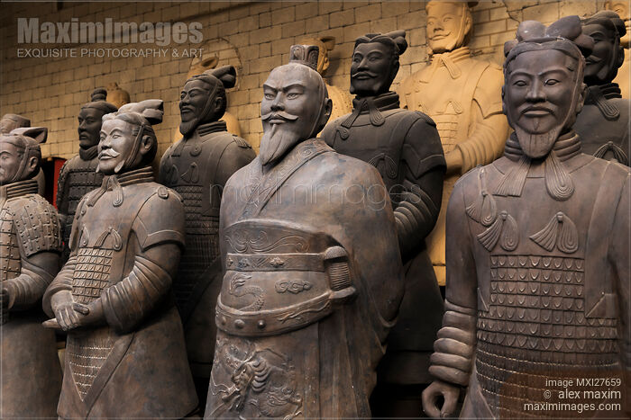 Stock photo of Terracotta warrior sculptures at factory Buy commercial use license at MaximImages