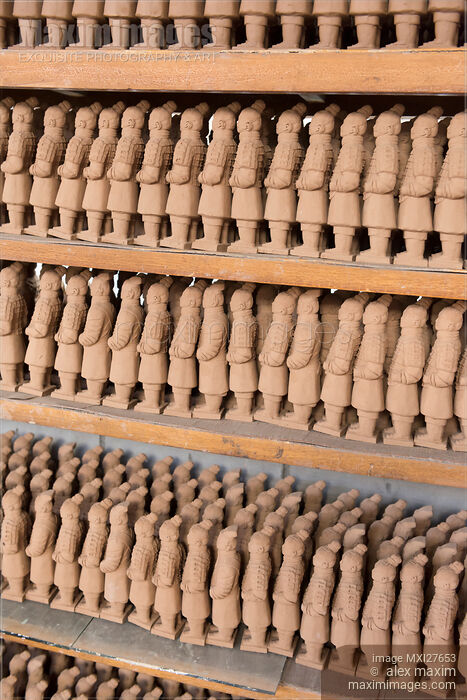 Stock photo of Terracotta warriors figurines at factory Buy commercial use license at MaximImages