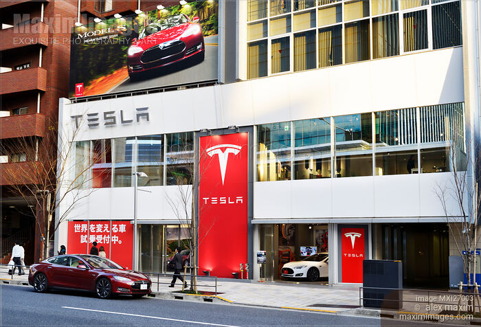 Tesla Motors showroom Tokyo Japan Stock photo of Tesla Motors showroom Tokyo Japan Buy commercial use license at MaximImages