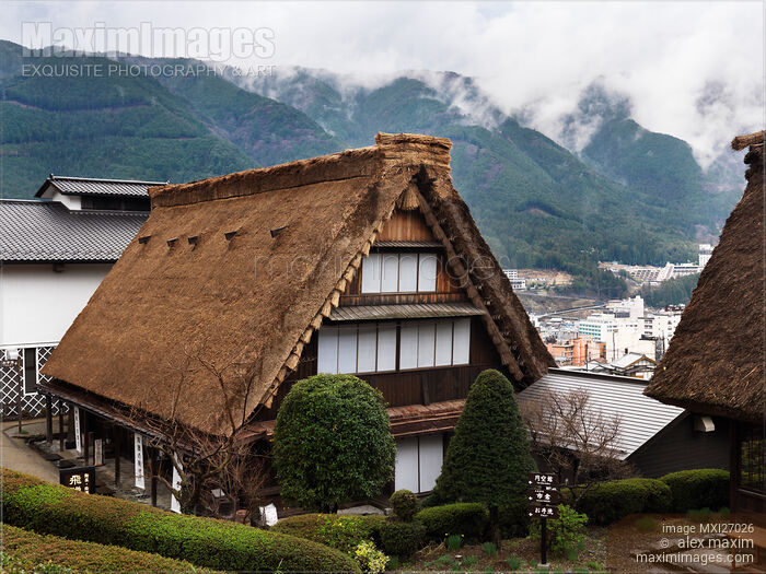 Stock photo of Thatched house at Gero Onsen Gassho Village Japan Buy commercial use license at MaximImages