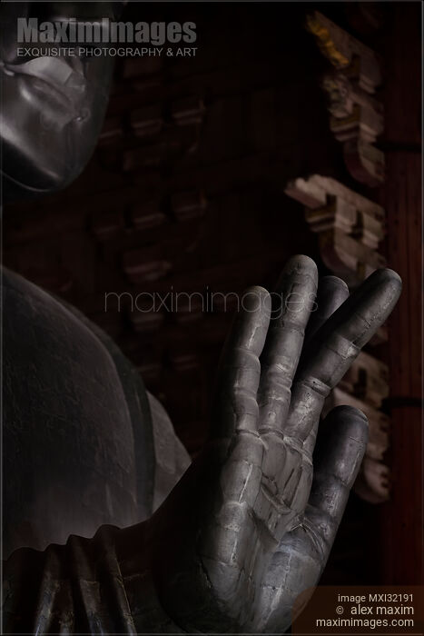 Stock photo of The Great Buddha statue of Todaiji closeup of palm Buy commercial use license at MaximImages