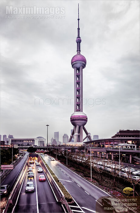 Stock photo of The Oriental Pearl Tower in Lujiazui Shanghai Buy commercial use license at MaximImages