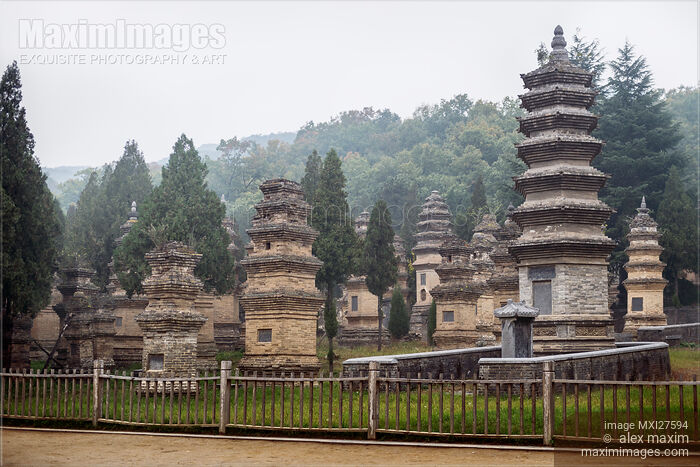 Stock photo of The Pagoda forest at Shaolin Temple in China Buy commercial use license at MaximImages