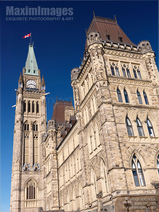 Stock photo of The Peace Tower of Parliament Building in Ottawa Buy commercial use license at MaximImages