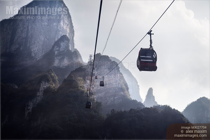 Tianmen Mountain Cableway China Stock photo of Tianmen Mountain Cableway China Buy commercial use license at MaximImages