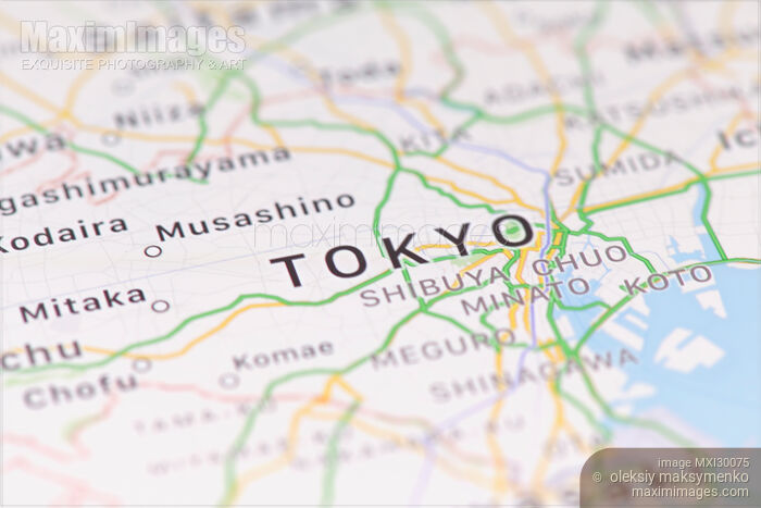 Stock photo of Tokyo city map on GPS screen display Buy commercial use license at MaximImages