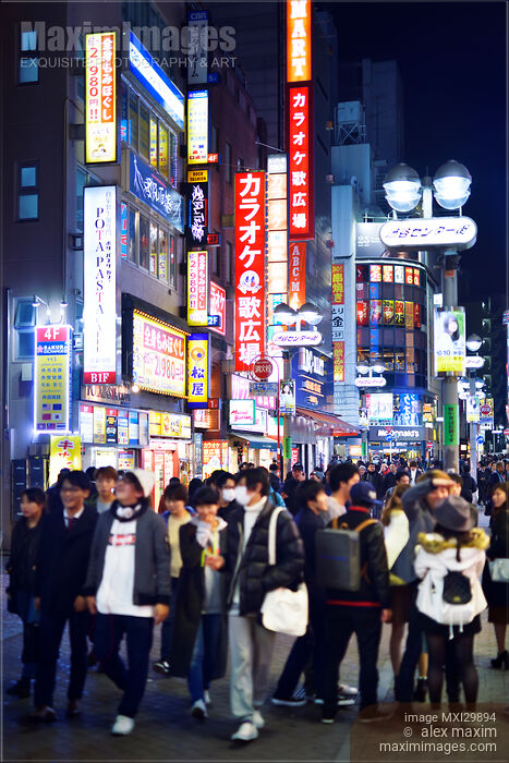 Tokyo city night life Young people on the streets of Shibuya Stock photo of Tokyo city night life Young people on the streets of Shibuya Buy commercial use license at MaximImages