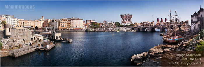 Tokyo Disneysea Mediterranean harbor panorama Stock photo of Tokyo Disneysea Mediterranean harbor panorama Buy commercial use license at MaximImages