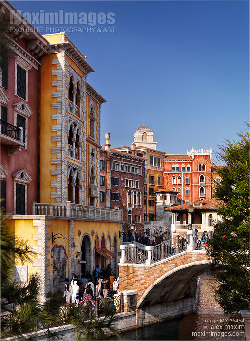 Stock photo of Tokyo Disneysea town with Venetian architecture Buy commercial use license at MaximImages