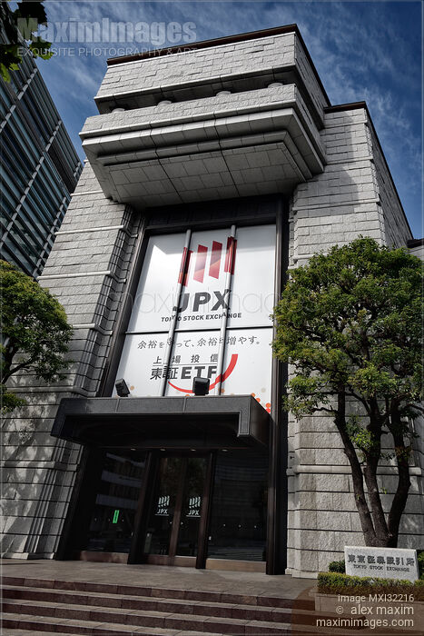 Stock photo of Tokyo Stock Exchange main building facade Tōshō Buy commercial use license at MaximImages