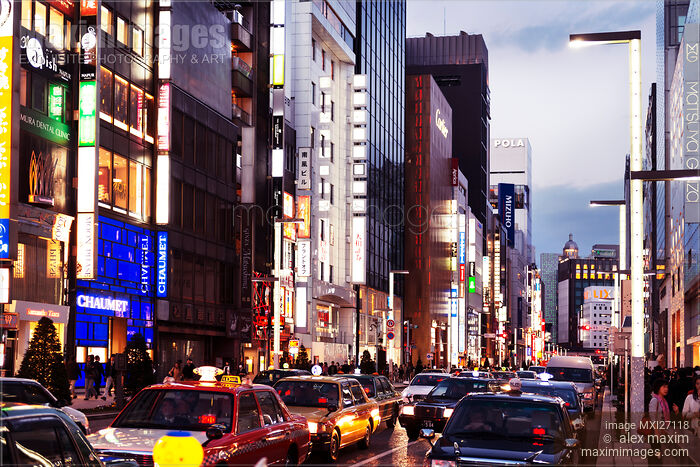 Stock photo of Tokyo streets filled with taxi cabs Buy commercial use license at MaximImages