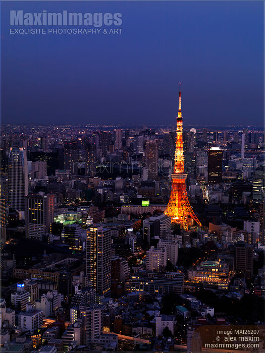 Stock photo of Tokyo tower at night Buy commercial use license at MaximImages