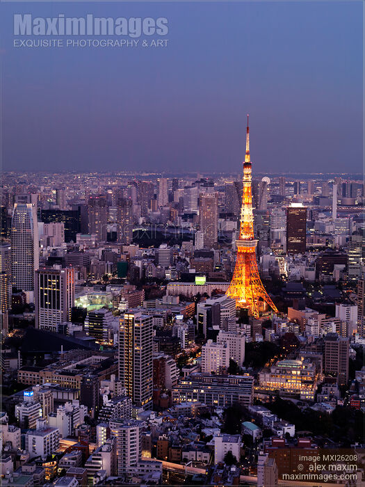 Tokyo tower in twilight Stock photo of Tokyo tower in twilight Buy commercial use license at MaximImages