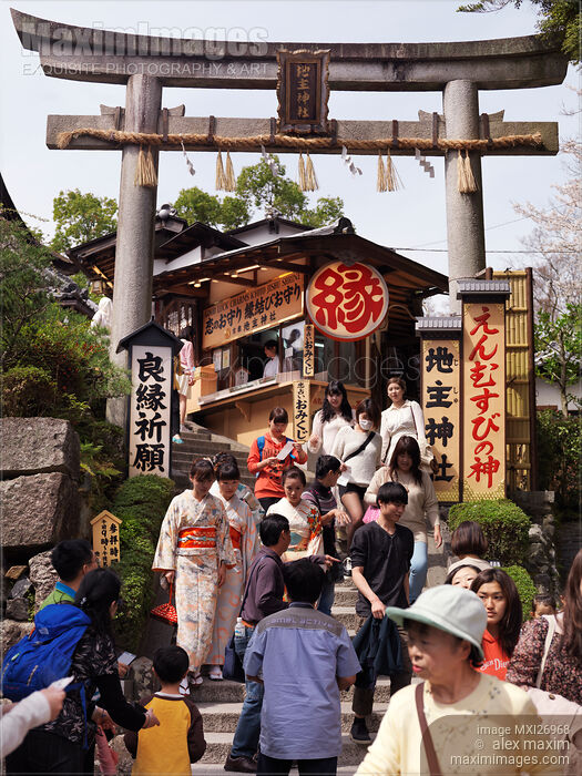 Stock photo of Torii gate of Jishu Jinja matchmaking shrine of Kiyomizu-dera temple in Kyoto Buy commercial use license at MaximImages