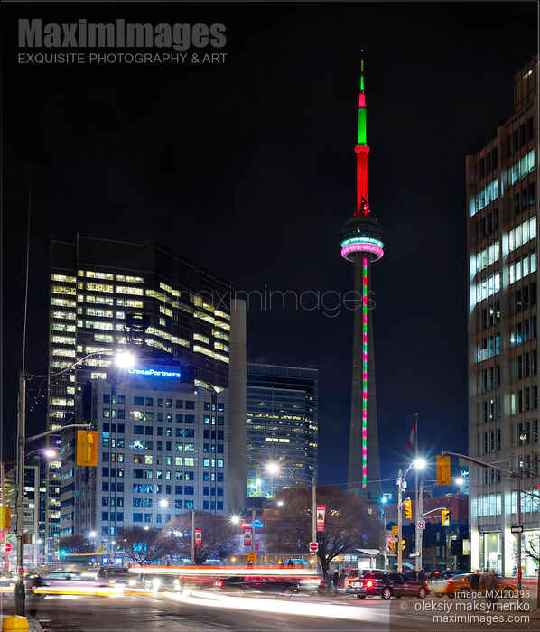 Toronto CN Tower at Night Stock photo of Toronto CN Tower at Night Buy commercial use license at MaximImages