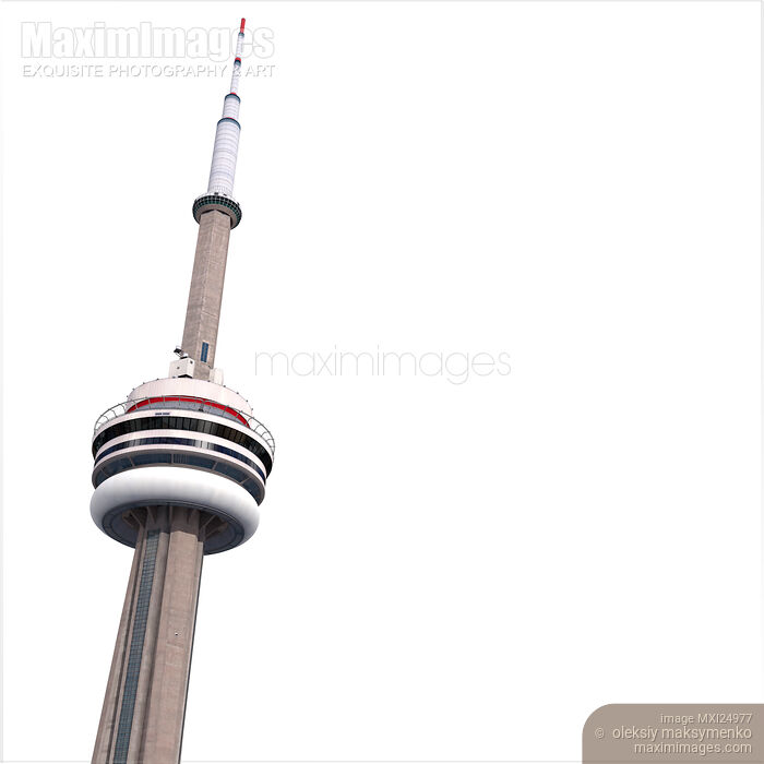 Stock photo of Toronto CN tower isolated on white Buy commercial use license at MaximImages