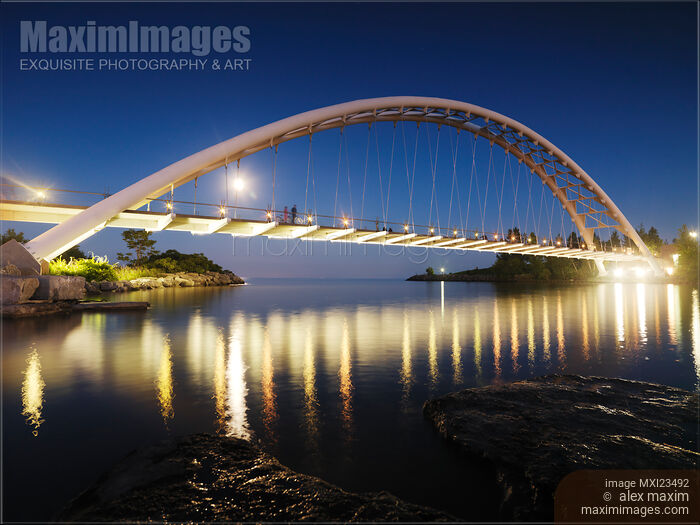 Stock photo of Toronto The Humber River Arch Bridge at Night Buy commercial use license at MaximImages