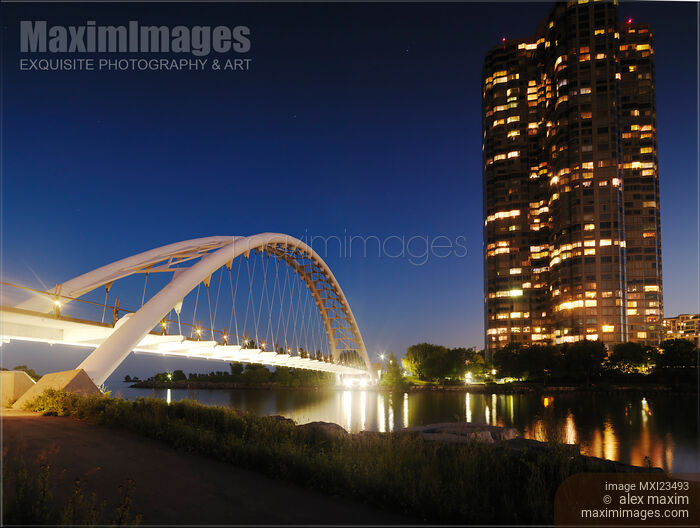 Toronto The Humber River Arch Bridge at Night Stock photo of Toronto The Humber River Arch Bridge at Night Buy commercial use license at MaximImages