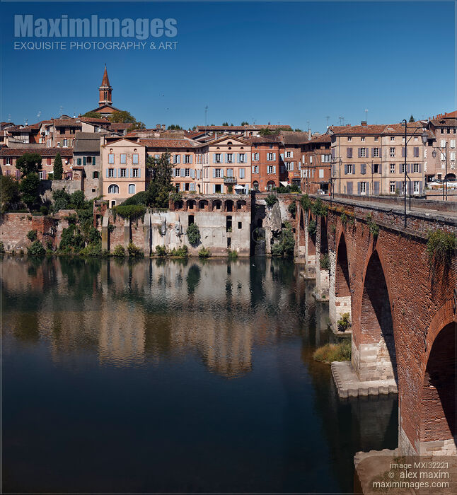 Town of Albi in South of France with Pont Vieux bridge over river Tarn Stock photo of Town of Albi in South of France with Pont Vieux bridge over river Tarn Buy commercial use license at MaximImages