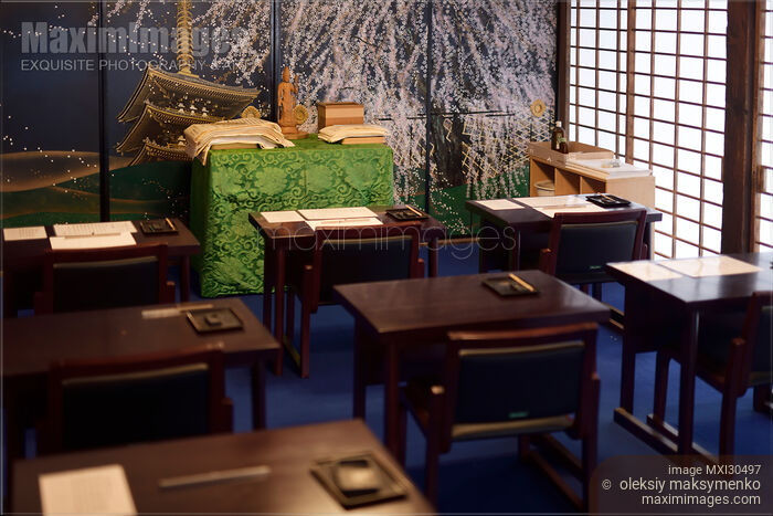 Stock photo of Traditional Japanese calligraphy study room in a Buddhist temple Buy commercial use license at MaximImages