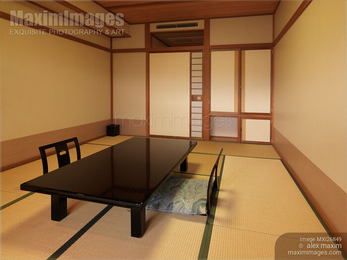 Traditional Japanese room interior at ryokan Stock photo of Traditional Japanese room interior at ryokan Buy commercial use license at MaximImages