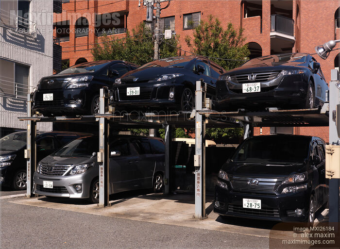 Two-level parking lot in Tokyo Stock photo of Two-level parking lot in Tokyo Buy commercial use license at MaximImages