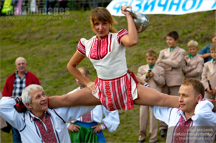 Stock photo of Ukrainian gymnast with a kettlebell Buy commercial use license at MaximImages