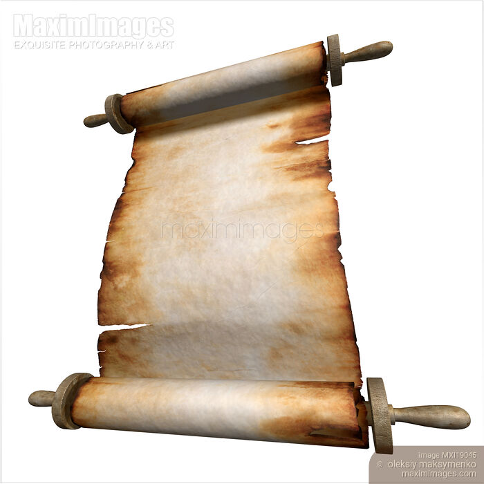 Stock image of Unfolded Roll of Old Parchment Buy commercial use license at MaximImages