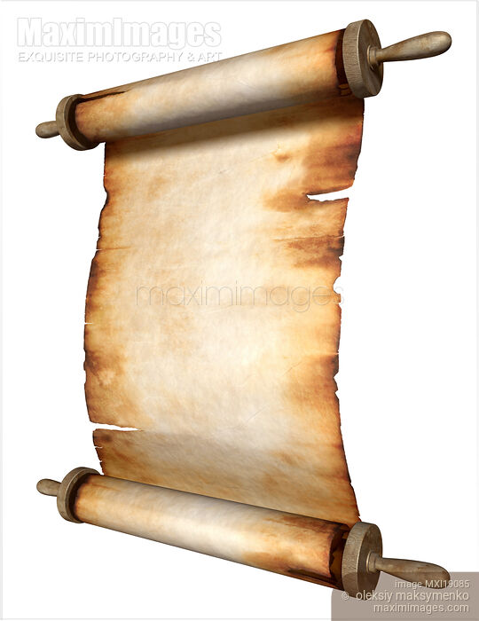 Image of Unfolded Vintage Roll of Parchment Background