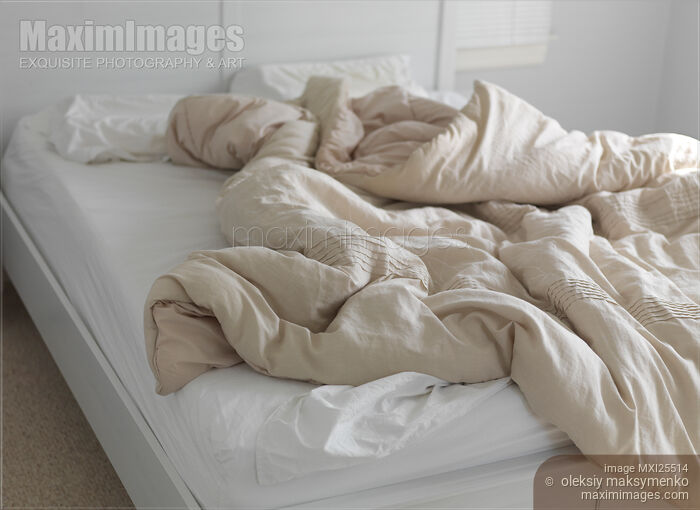 Stock photo of Unmade Bed Buy commercial use license at MaximImages