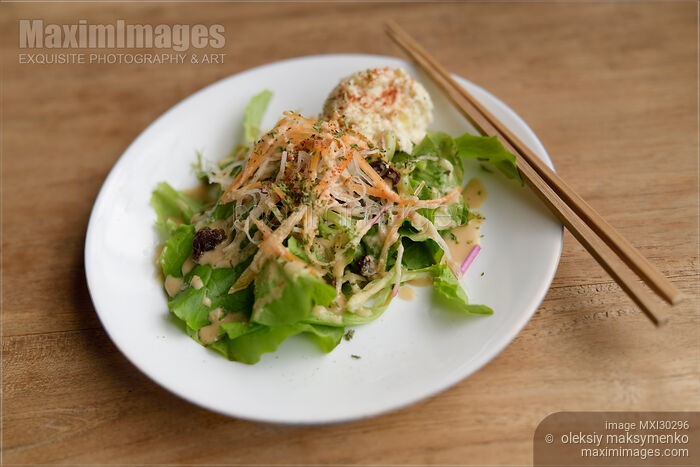 Vegetable salad in a vegan restaurant Stock photo of Vegetable salad in a vegan restaurant Buy commercial use license at MaximImages