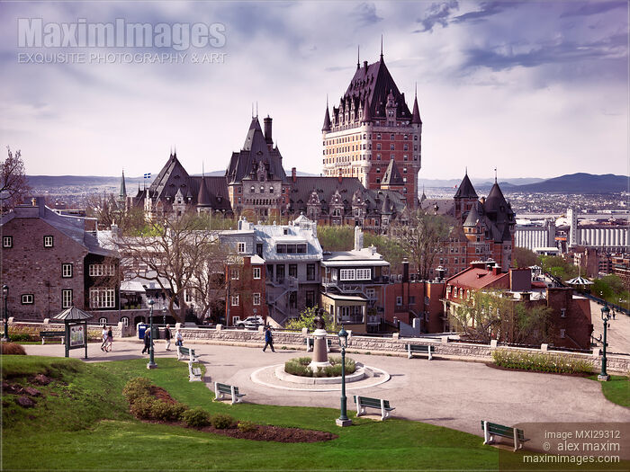 Stock photo of View from the hilltop on Fairmont Le Chateau Frontenac in Quebec city Canada Buy commercial use license at MaximImages