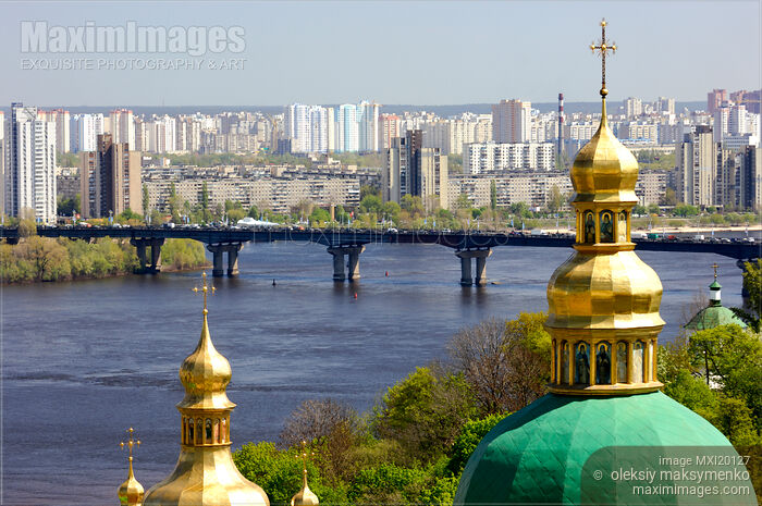 View on the Dnieper River from Kiev Pechersk Lavra Cave Monastery in Kiev Ukraine Stock photo of View on the Dnieper River from Kiev Pechersk Lavra Cave Monastery in Kiev Ukraine Buy commercial use license at MaximImages