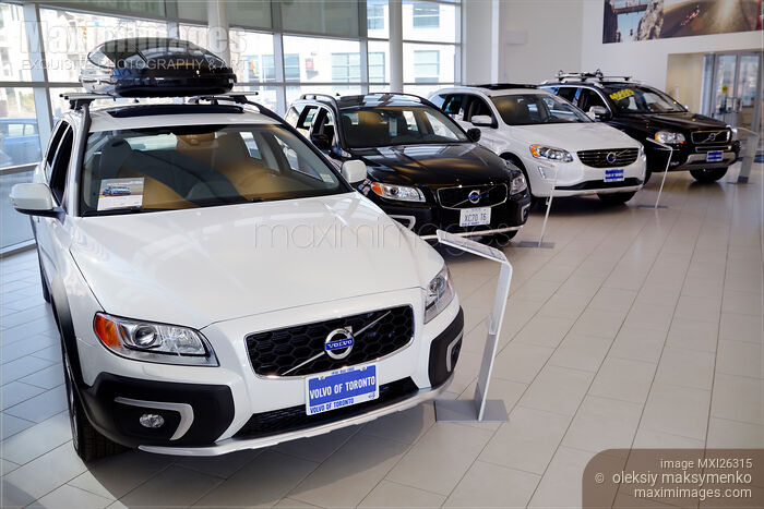 Stock photo of Volvo cars at auto dealer Buy commercial use license at MaximImages